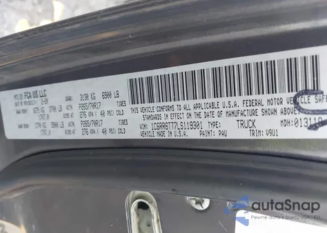 2020 Ram 1500 Classic Slt 4X2 6'4 Box z USA, uszkodzony, nr VIN 1C6RR6TT7LS119301